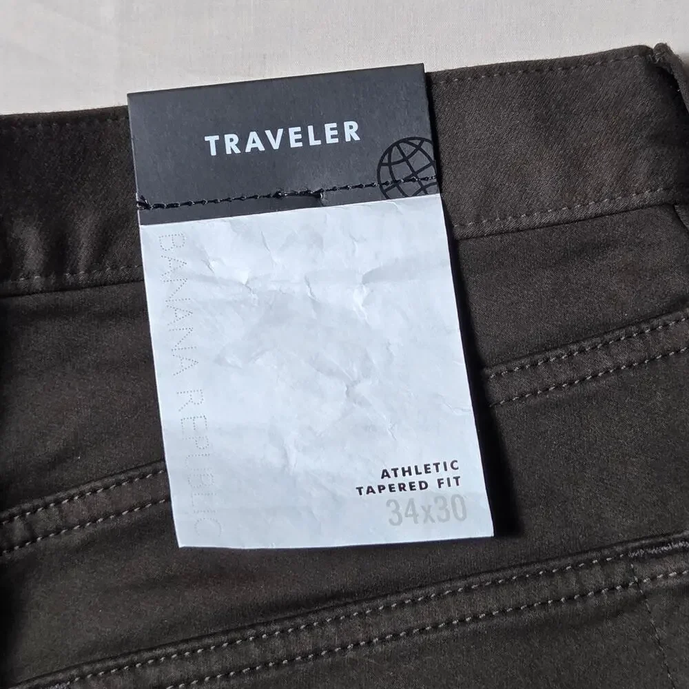 NWT Banana Republic Men's Athletic Tapered Traveler Pant 34x30 Brown 360745